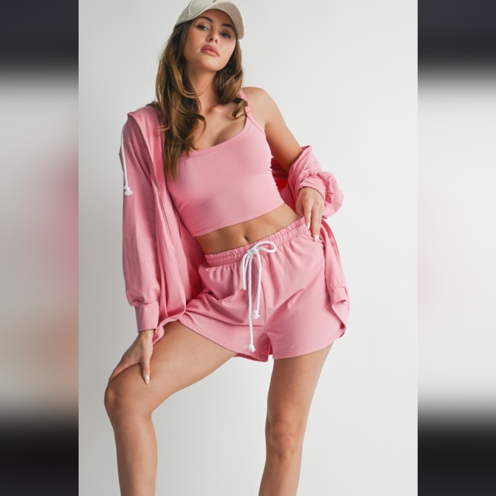 WinWin Blush Pink Women's Jacket and Shorts Ensemble